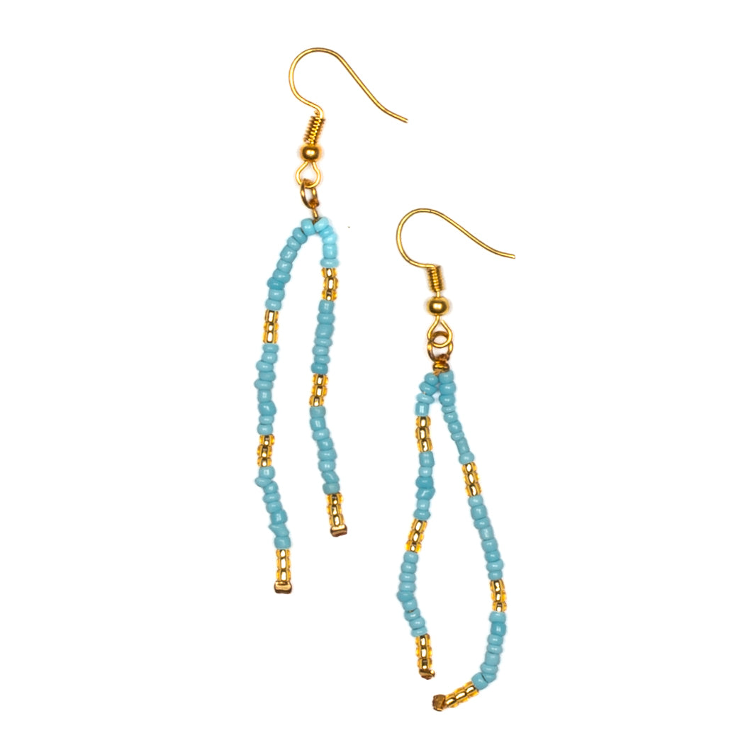 Double Drop Seed Bead Earrings With Gold Accents - Shopthatapp.ca