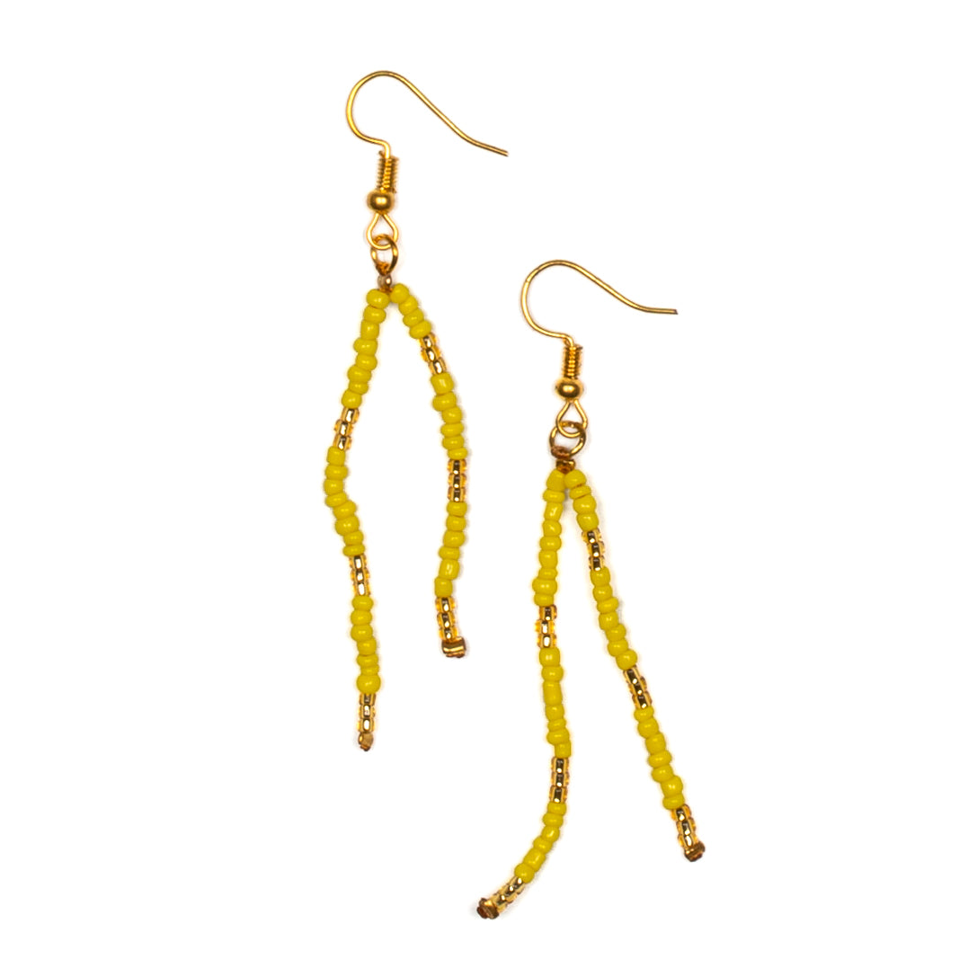 Double Drop Seed Bead Earrings With Gold Accents - Shopthatapp.ca