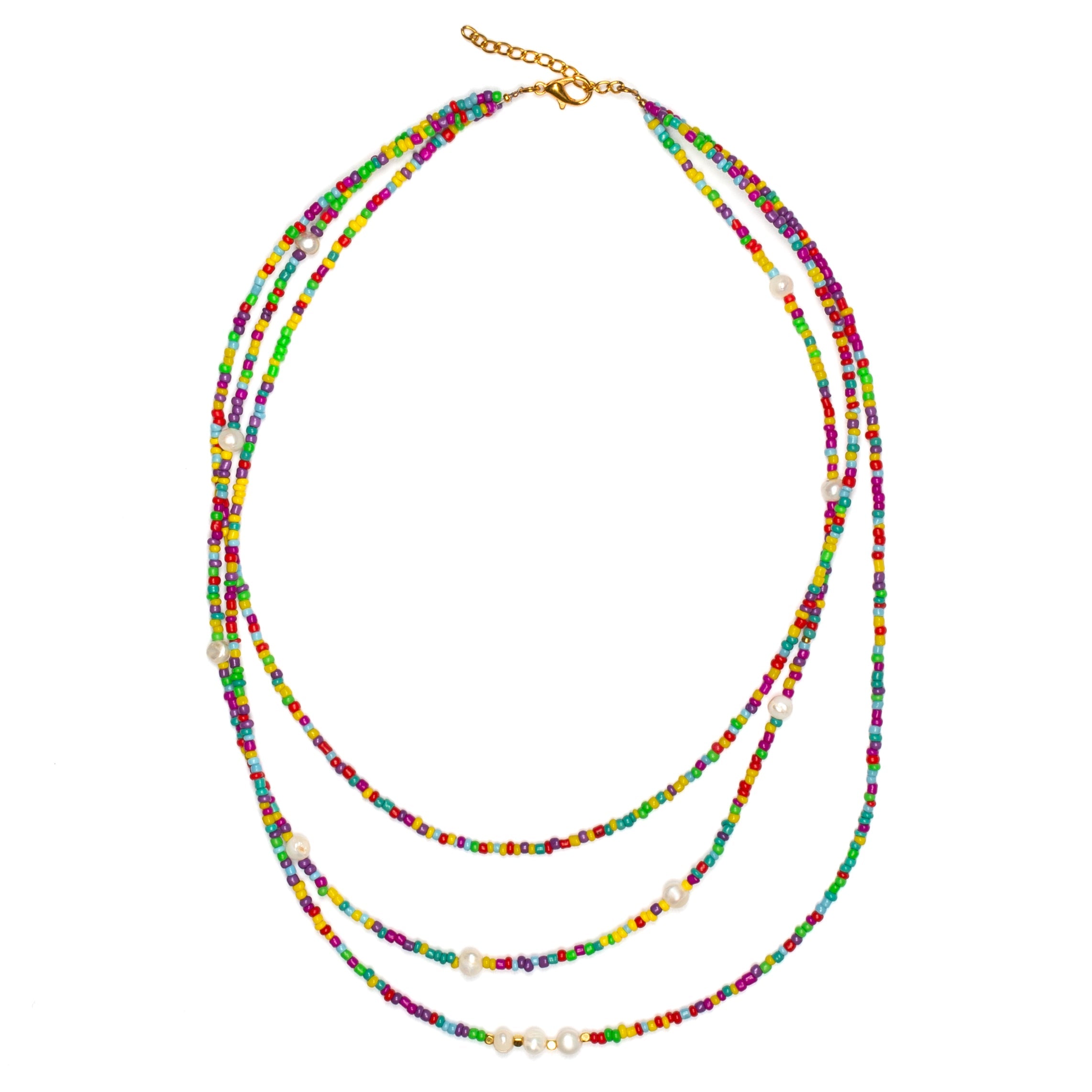 Triple Strand Pearl Necklace with Elegant Design - Shopthatapp.ca