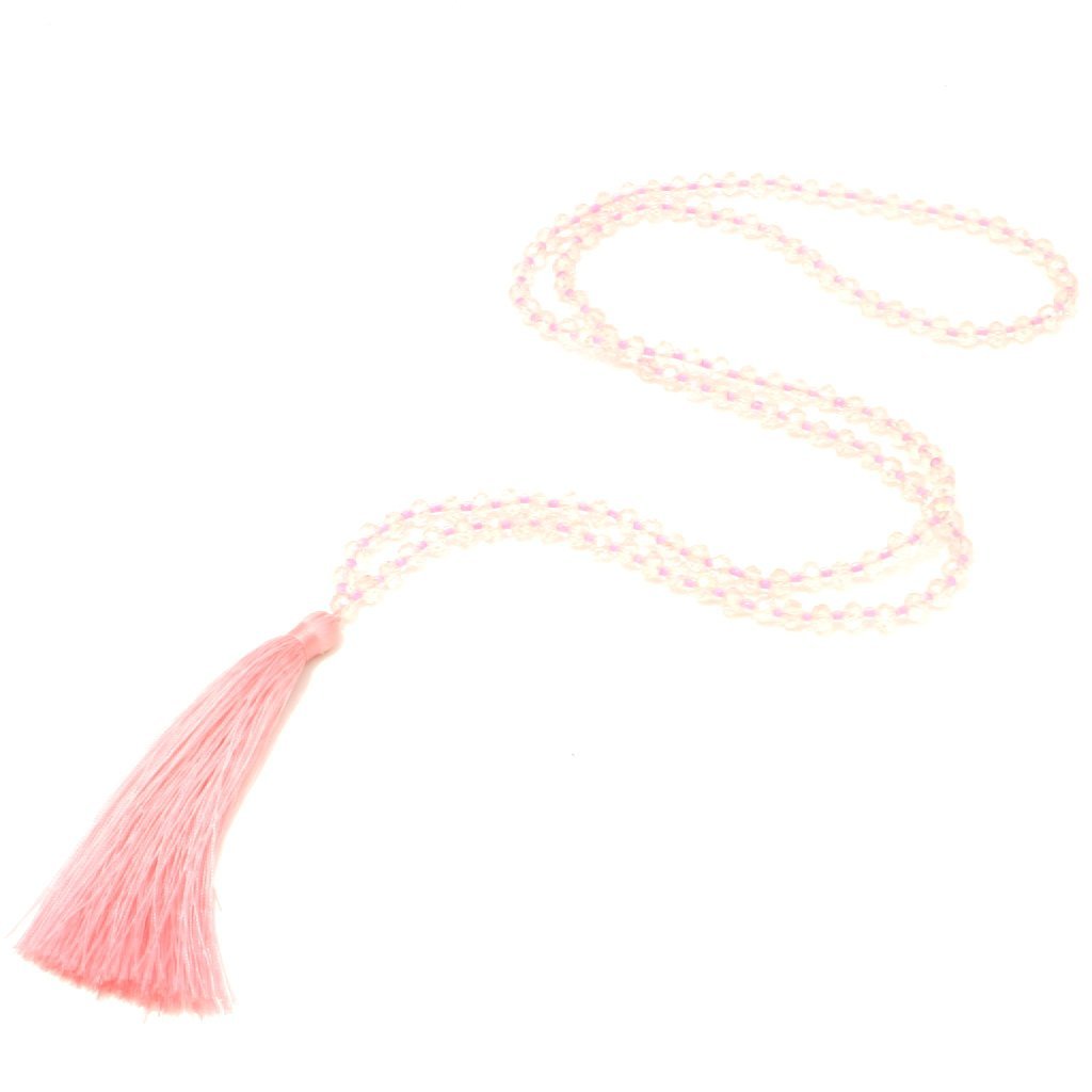 Crystal Bead Necklace with Elegant Tassel Design - Shopthatapp.ca