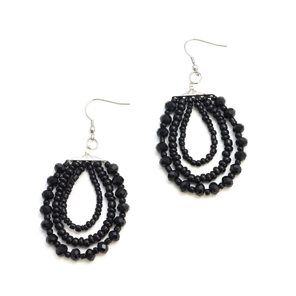 Triple Strand Crystal Bead Earrings for Elegant Style - Shopthatapp.ca