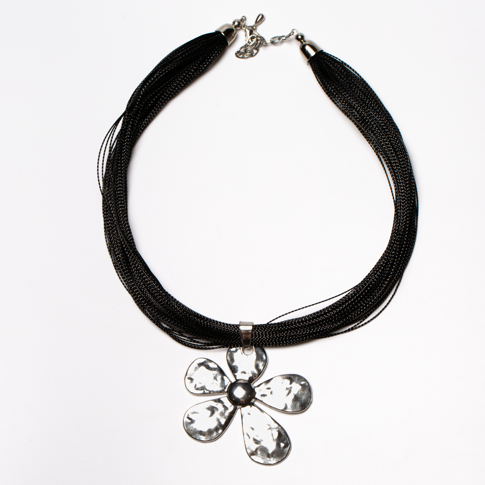 Beaten Flower Necklace On Multi Thread - Shopthatapp.ca