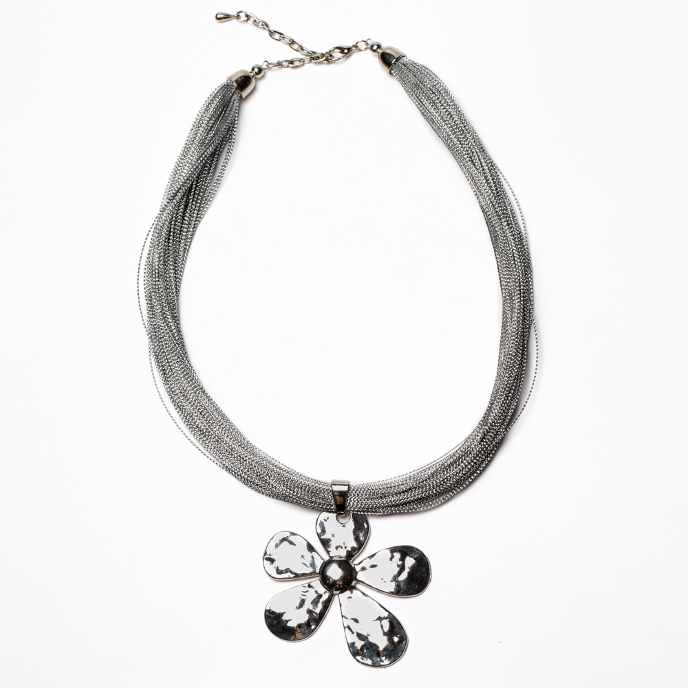 Beaten Flower Necklace On Multi Thread - Shopthatapp.ca