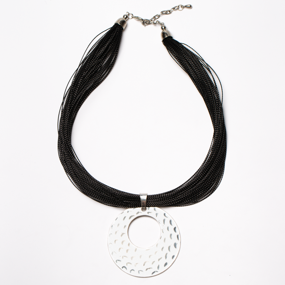 Beaten Disc Necklace On Multi Thread - Shopthatapp.ca