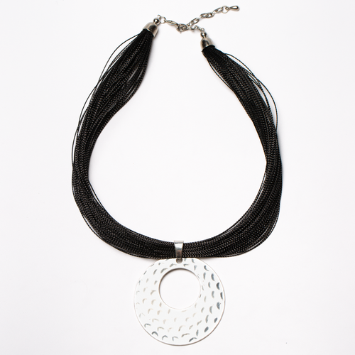 Beaten Disc Necklace On Multi Thread - Shopthatapp.ca