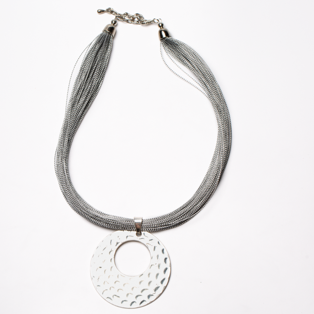 Beaten Disc Necklace On Multi Thread - Shopthatapp.ca