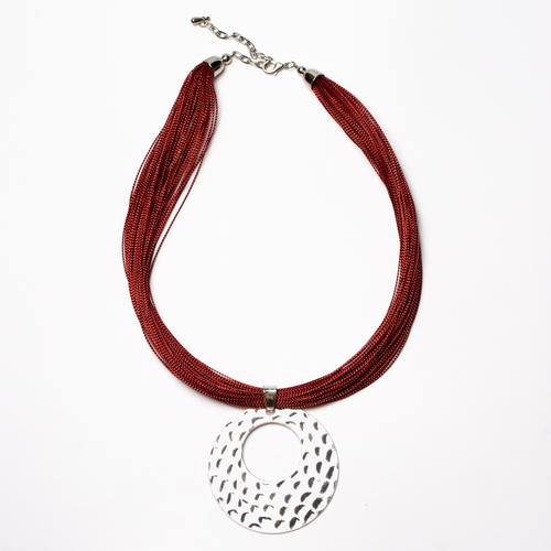 Beaten Disc Necklace On Multi Thread - Shopthatapp.ca
