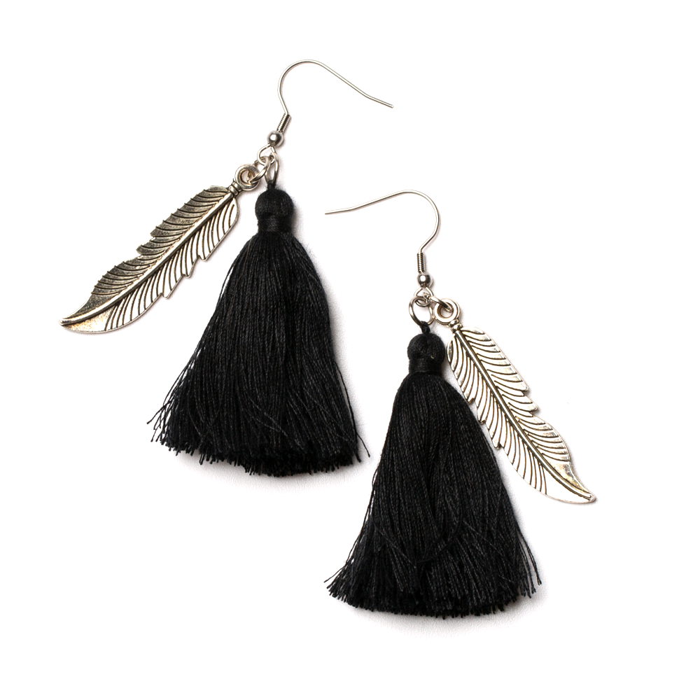 Tassel Earrings With Leaf Charm - Shopthatapp.ca