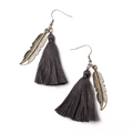 Tassel Earrings With Leaf Charm - Shopthatapp.ca