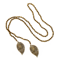 Long Double Leaf Crystal Necklace - Shopthatapp.ca