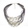 Silver Tube Ball Necklace on Suede Cord - Shopthatapp.ca