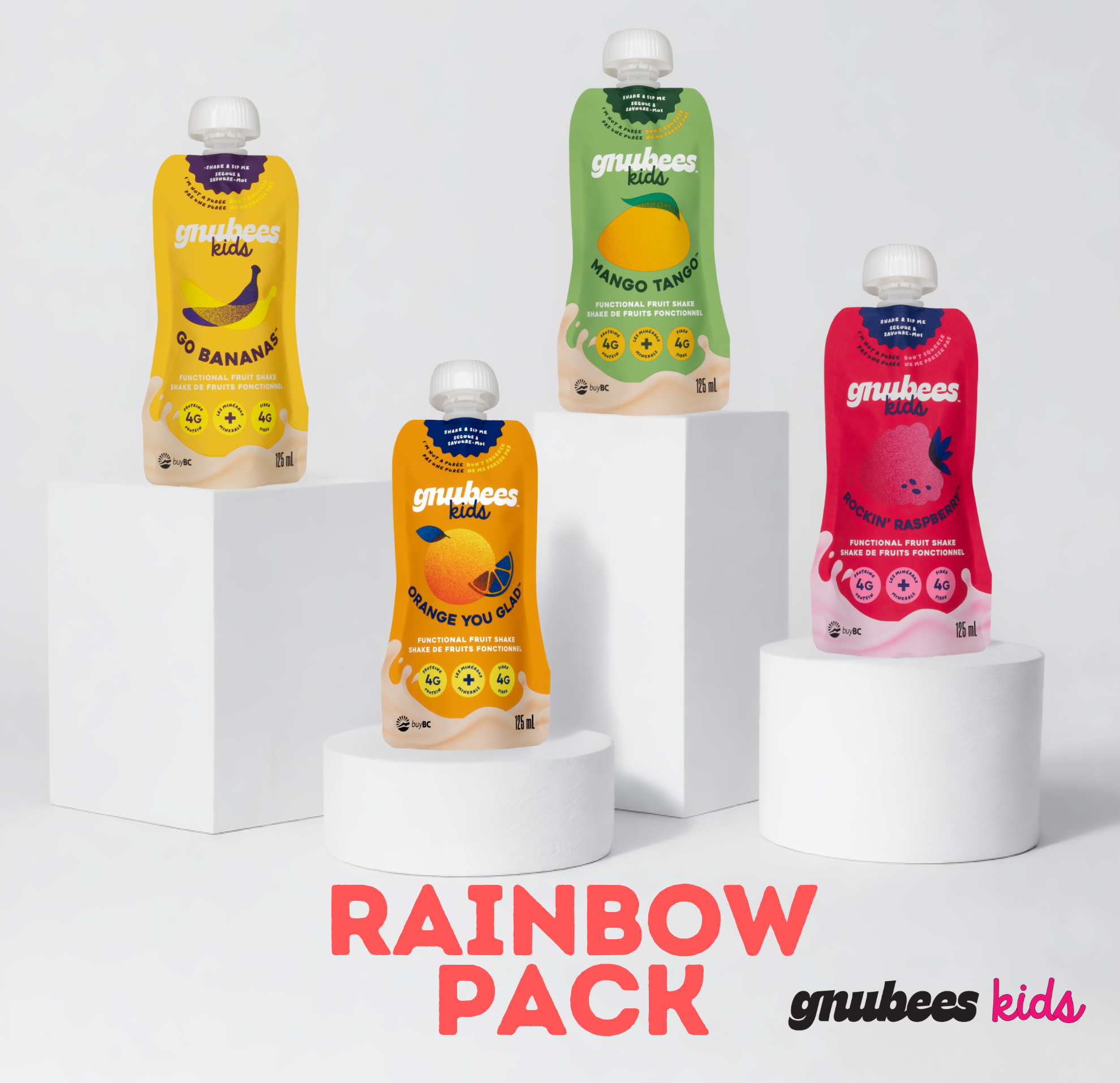 Gnubees Kids Rainbow Pack - Box with 12 pouches