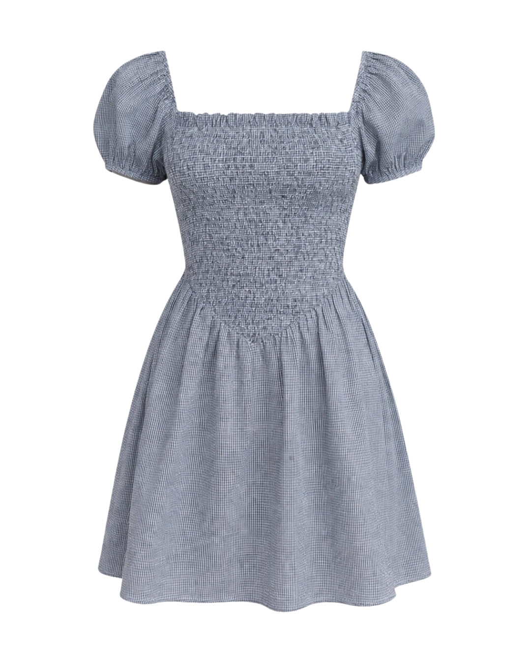 Ramona Smocked Puff Sleeve Dress in Black Gingham - Stylish Square Neck Design - Shopthatapp.ca