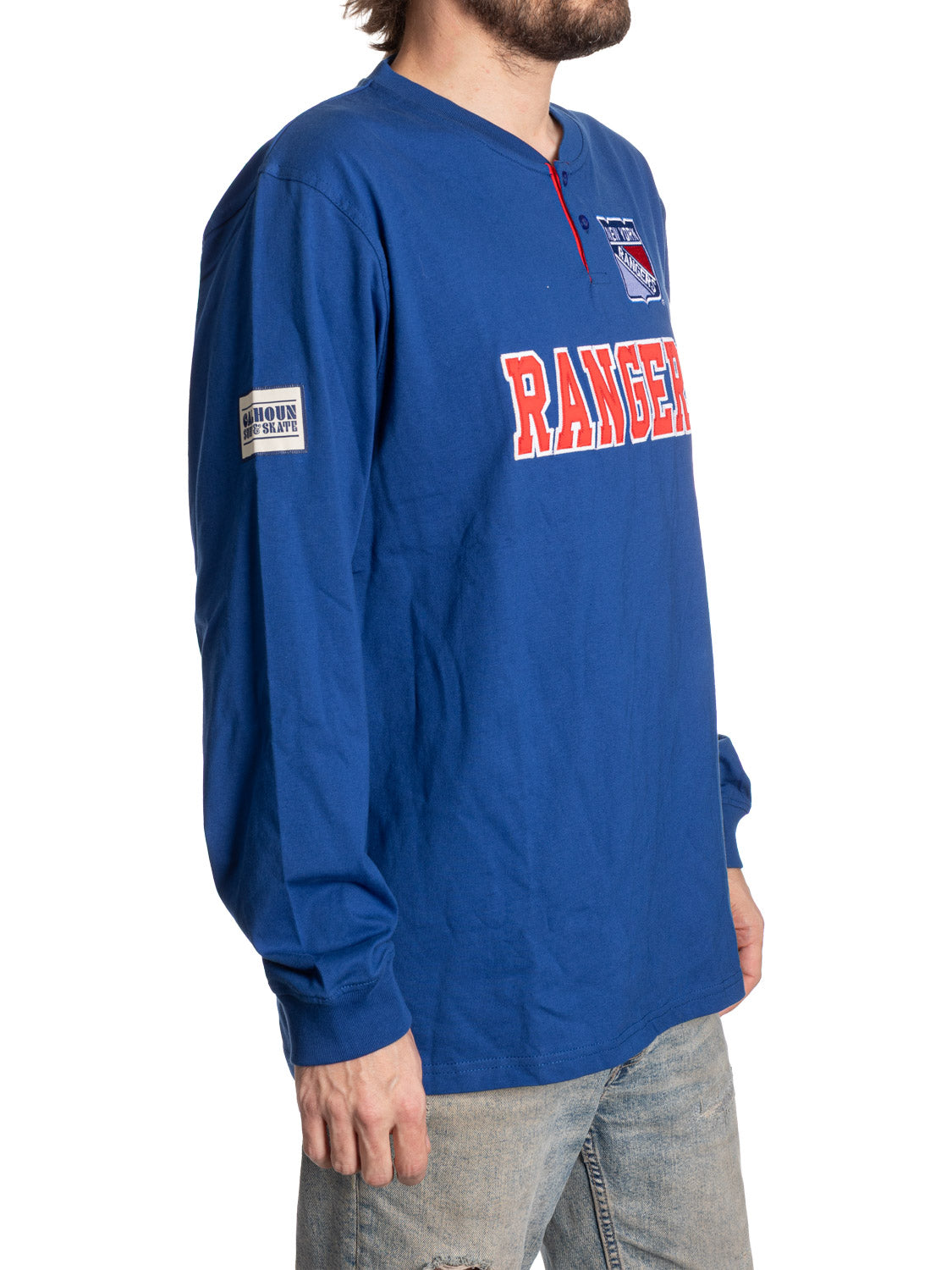 New York Rangers Long Sleeve Henley - Shopthatapp.ca