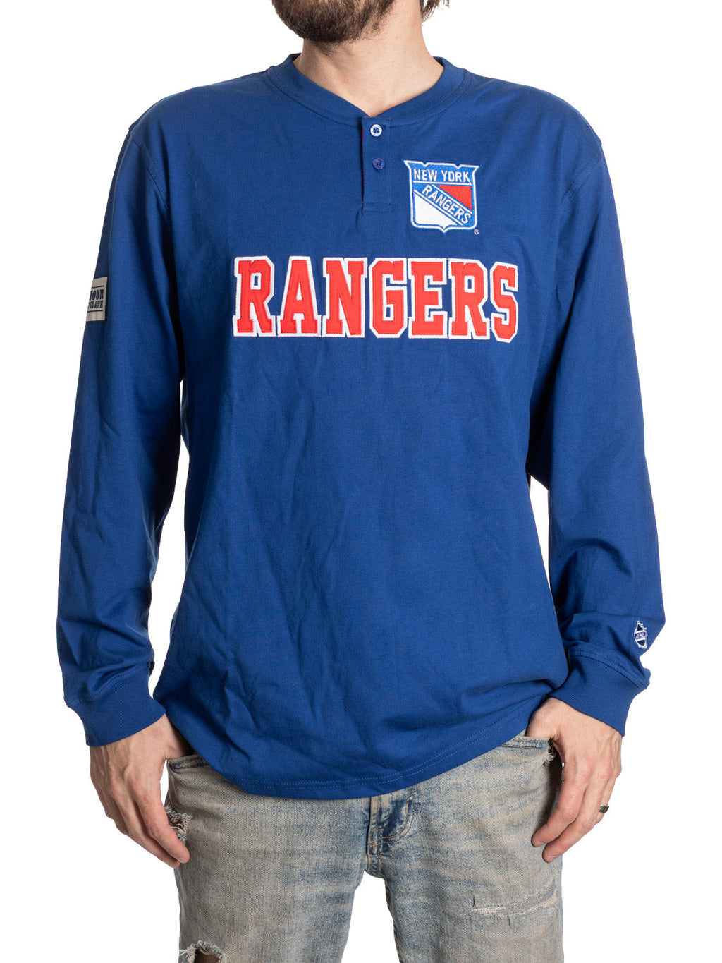 New York Rangers Long Sleeve Henley - Shopthatapp.ca