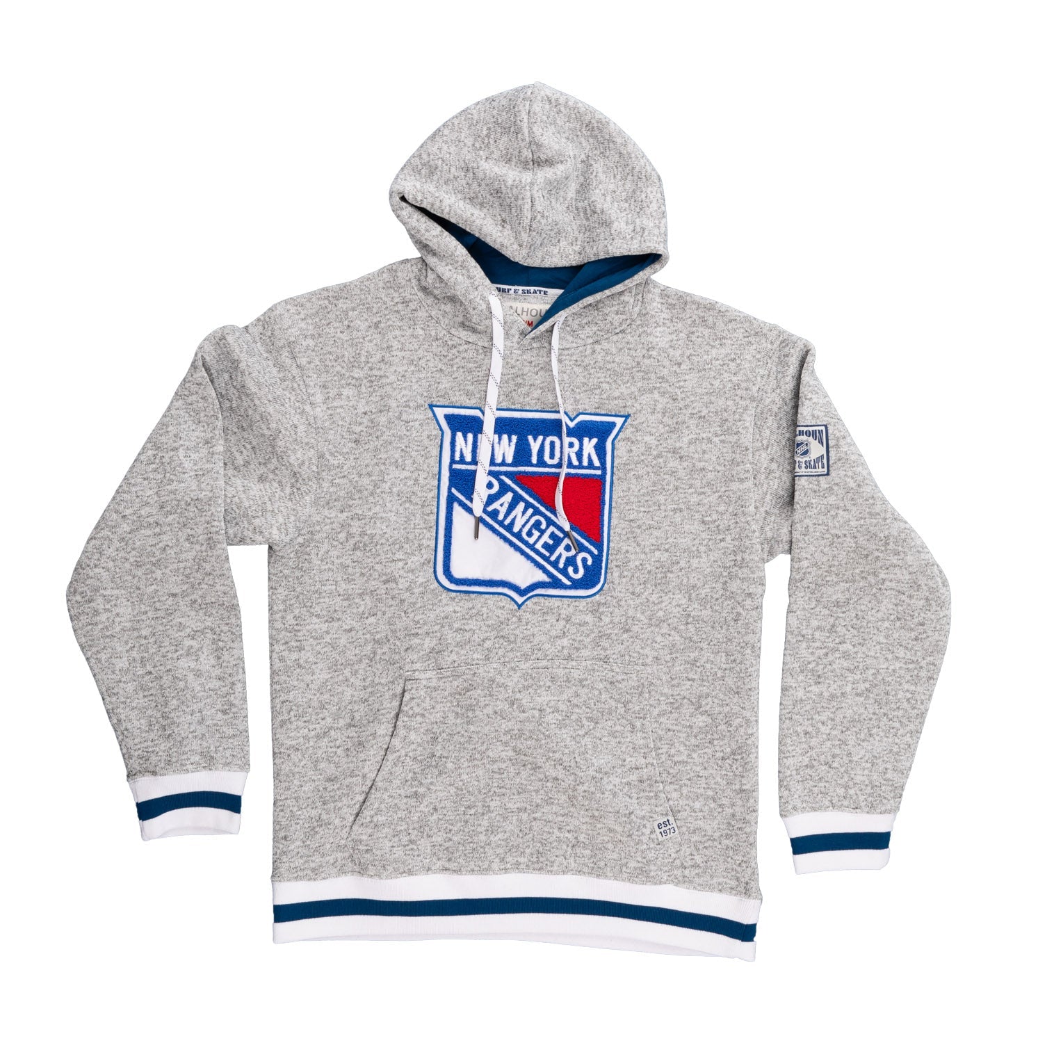 New York Rangers "Muskoka Style" Premium Chenille Woven Logo Hoodie - Shopthatapp.ca