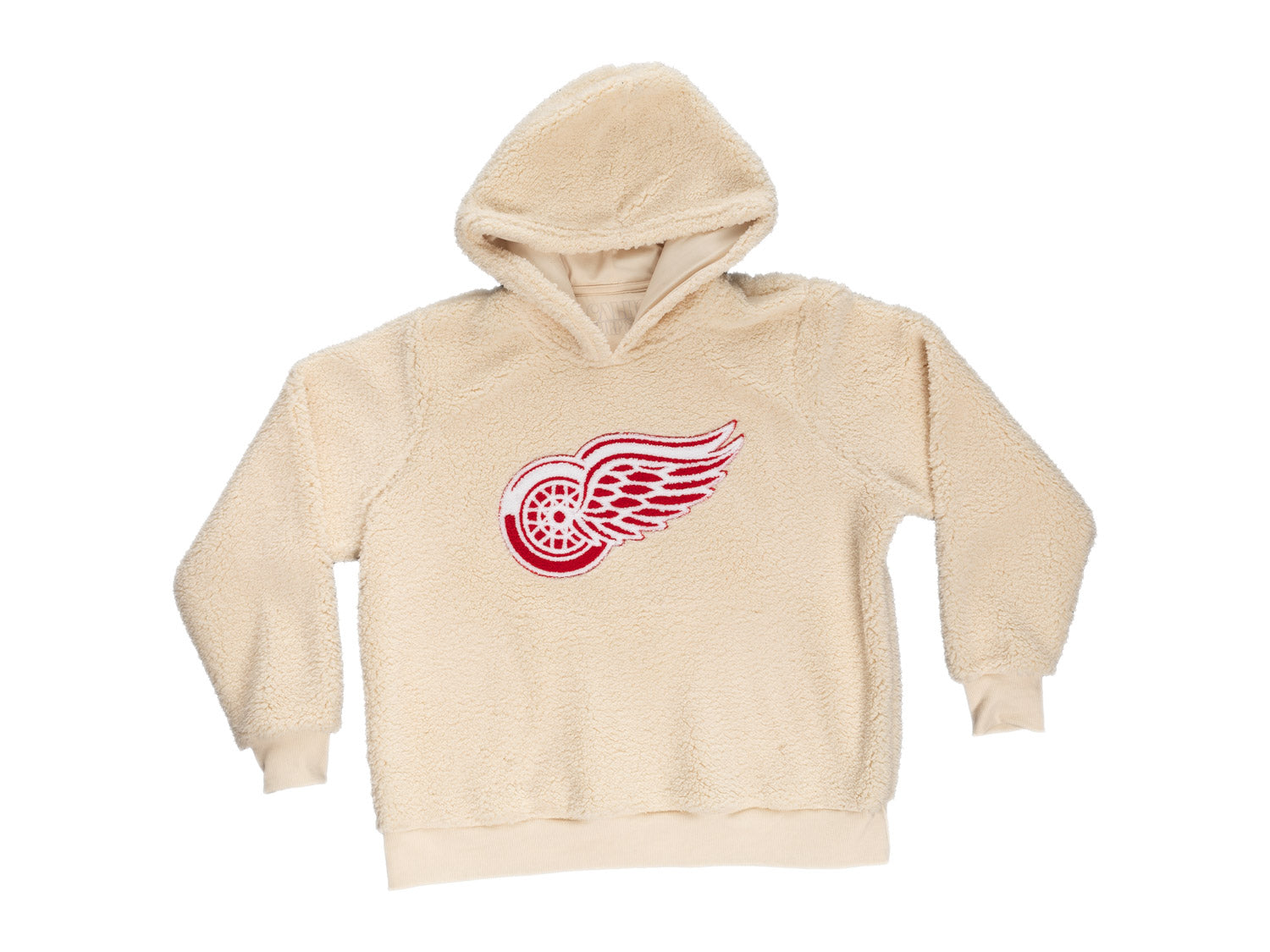 Detroit Red Wings Ladies Sherpa Hoodie with Premium Chenille Logo - Shopthatapp.ca
