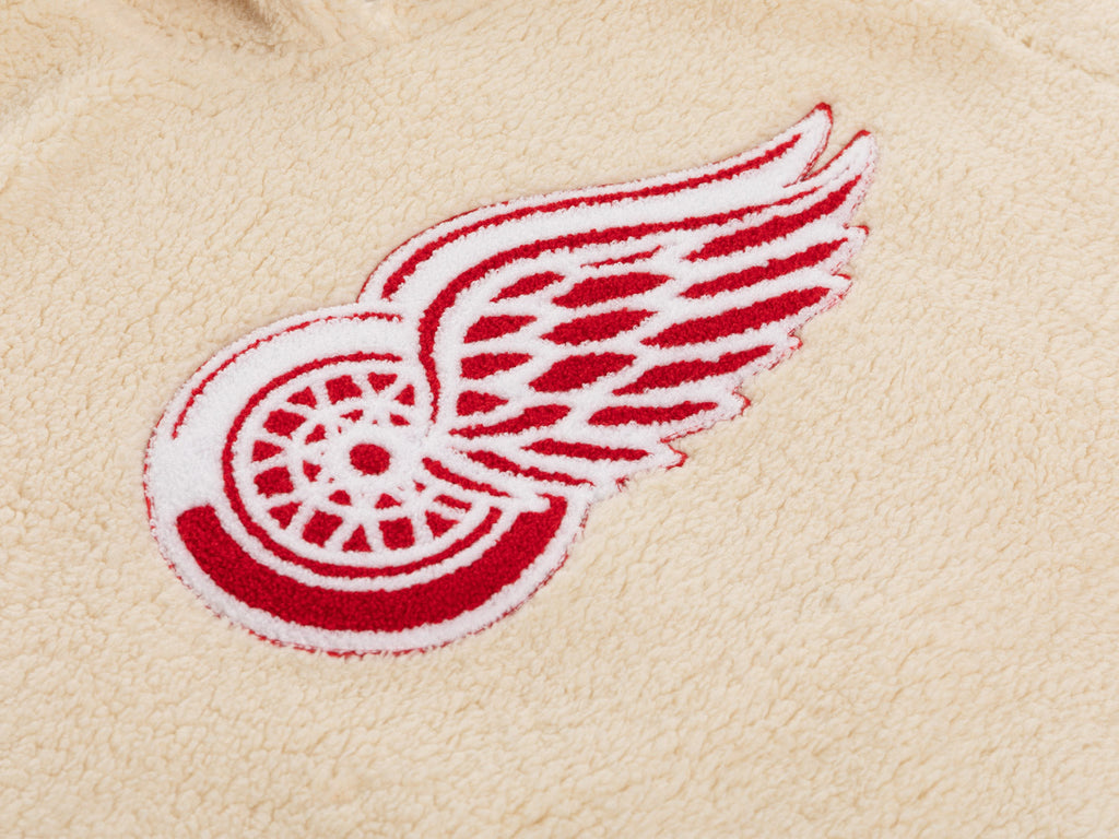 Detroit Red Wings Ladies Sherpa Hoodie with Premium Chenille Logo - Shopthatapp.ca