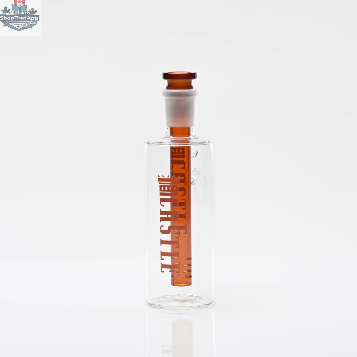 Castle Glassworks 14mm 4-slit ash catcher, removable with enhanced filtration, designed for improved smoking experience.