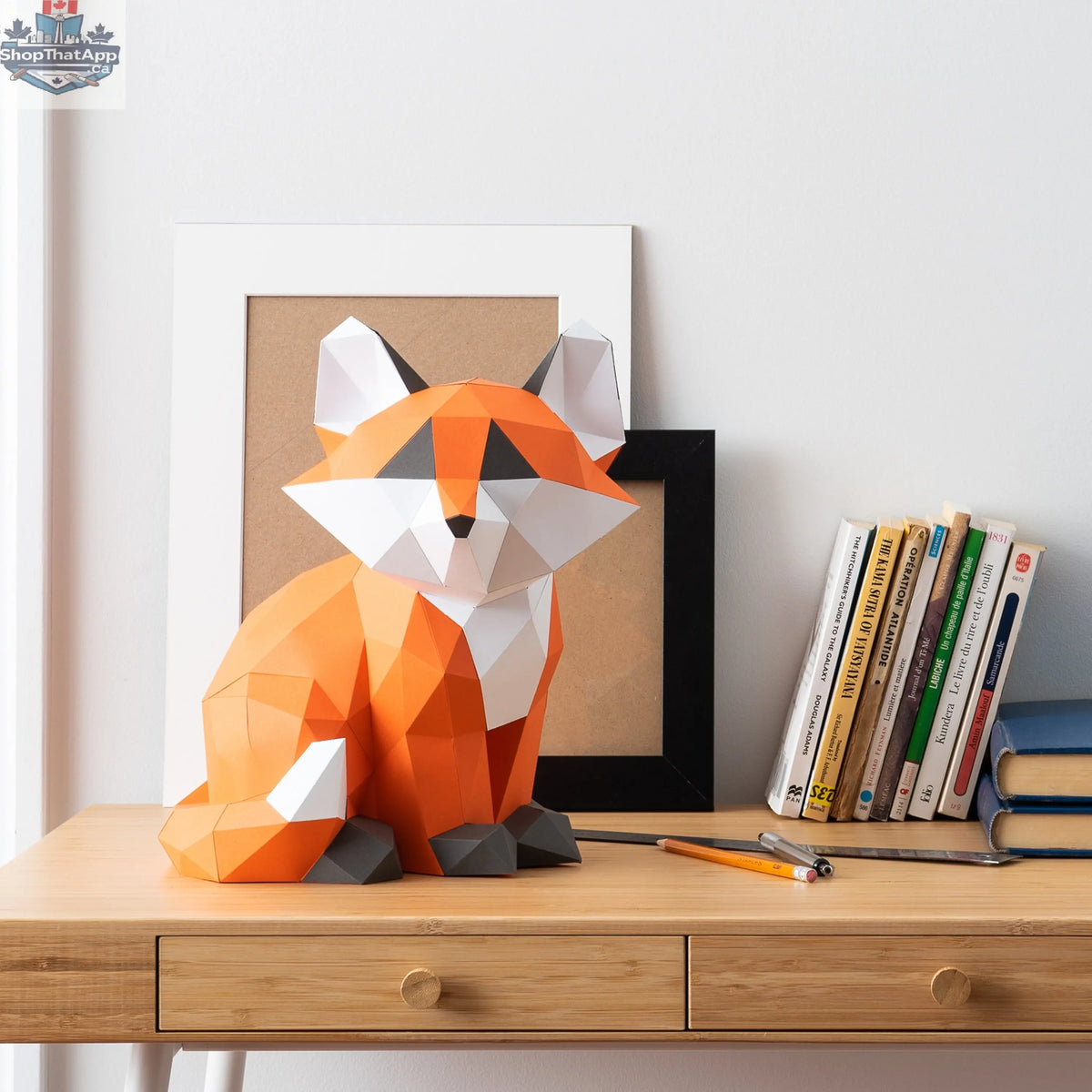 DIY baby fox 3D origami craft kit by Sofs Lifestyle featuring colorful paper sheets and folding instructions for creative origami projects.