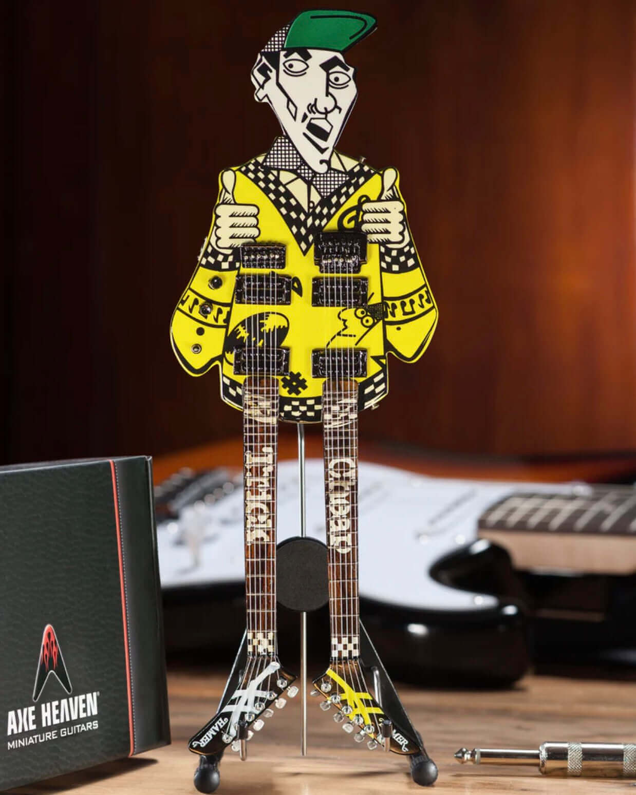 RICK NIELSEN™ Uncle Dick Doubleneck Mini Guitar Replica Collectible - Officially Licensed - Www.Shopthatapp.ca
