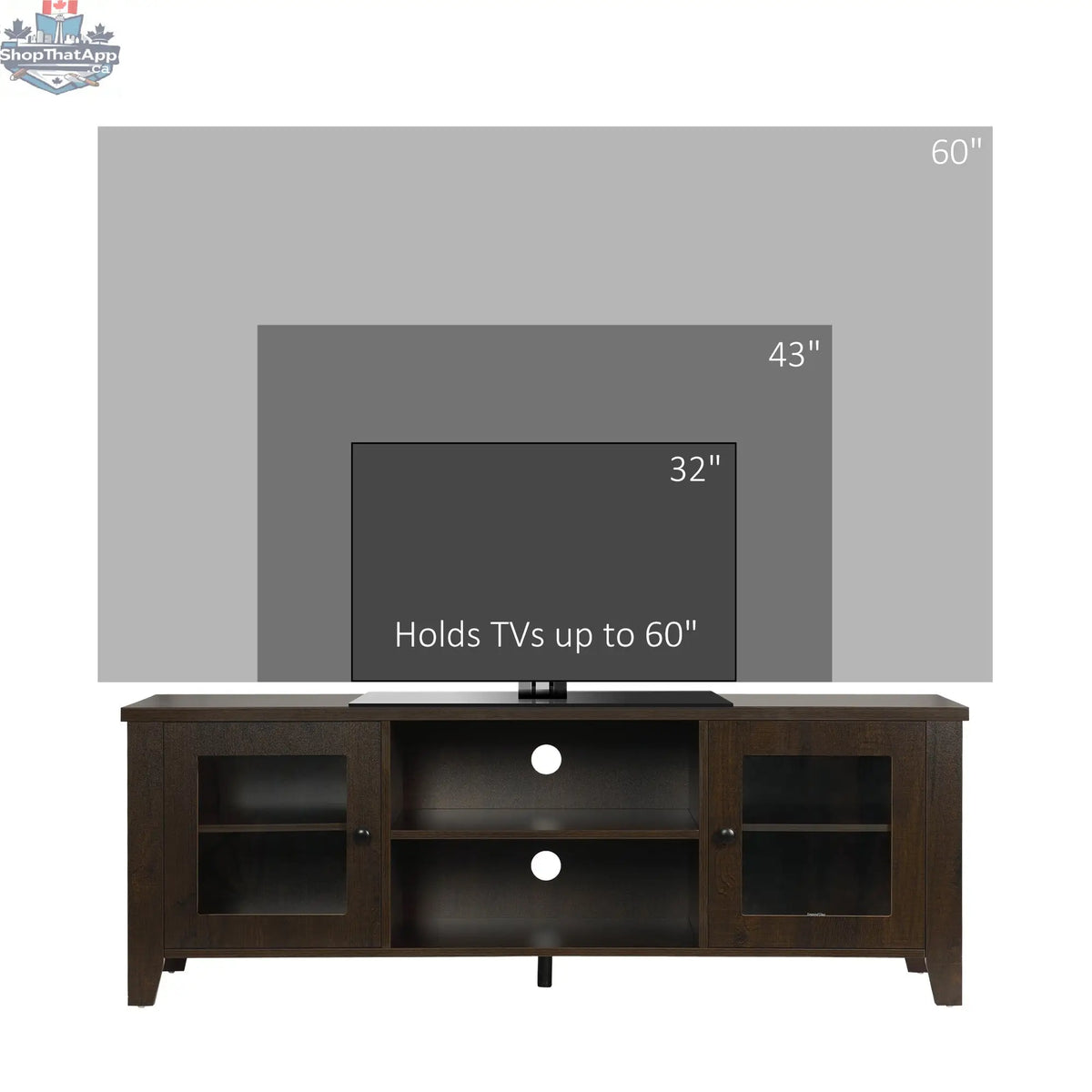 MacKenzie TV Stand for TVs up to 65 inches-Coffee Brown - Shopthatapp.ca