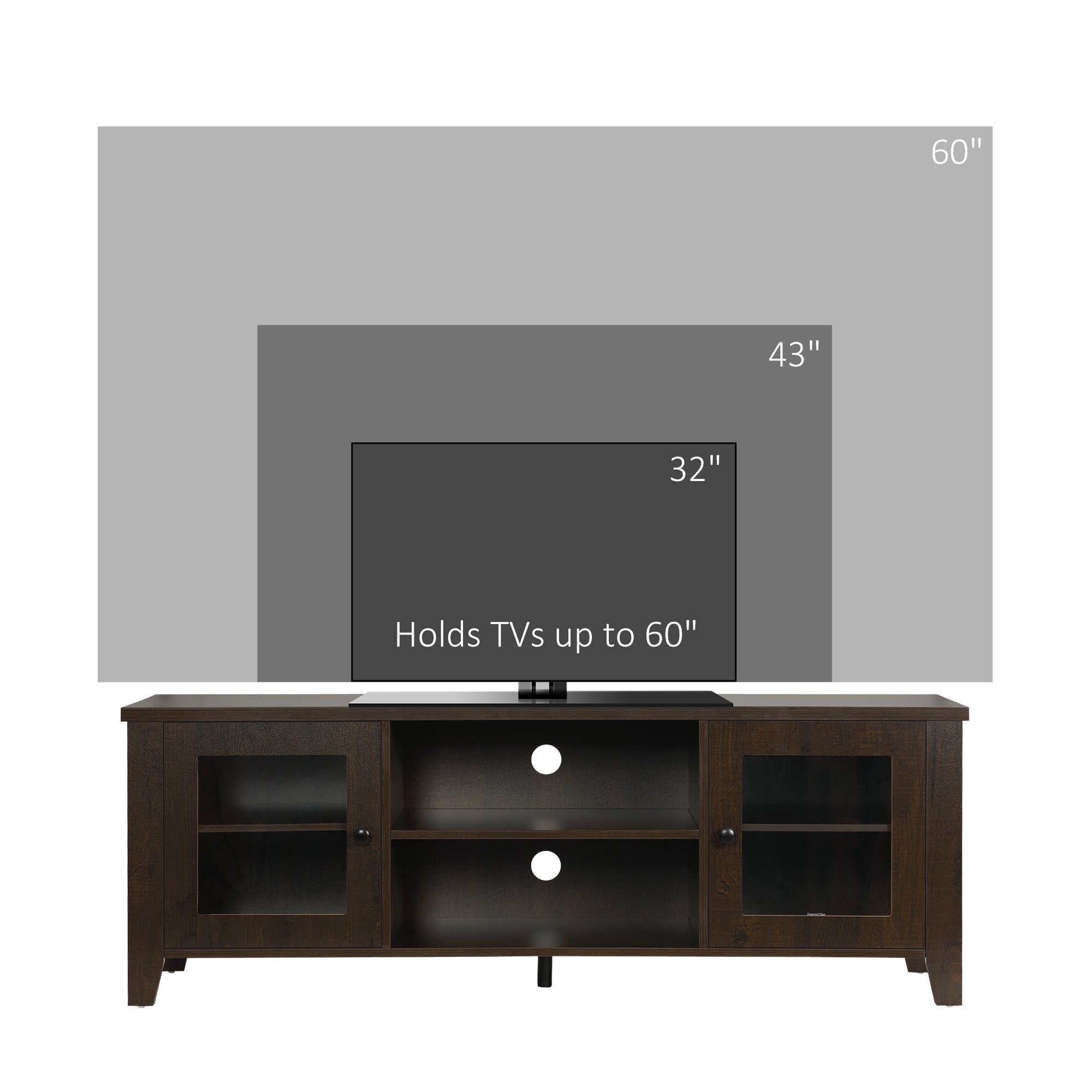 MacKenzie TV Stand for TVs up to 65 inches-Coffee Brown