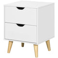 Jesse Nightstand with 2 Drawers and Pine Wood Legs-White
