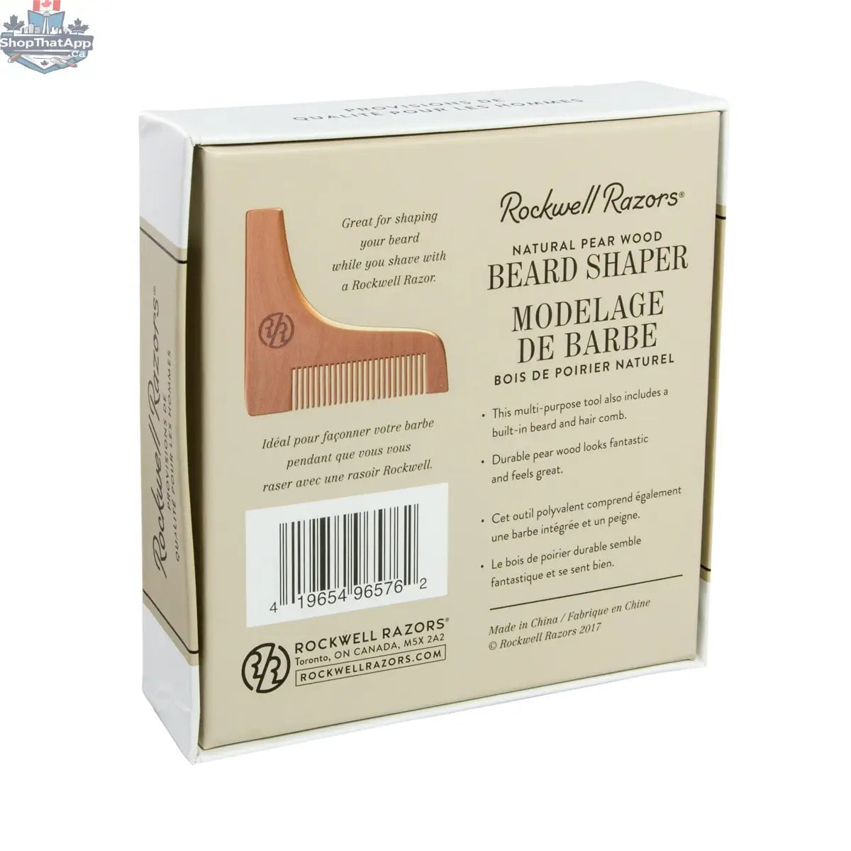 Rockwell Razors Natural Beard Shaper in Pear Wood (Case Pack of 4) - Shopthatapp.ca