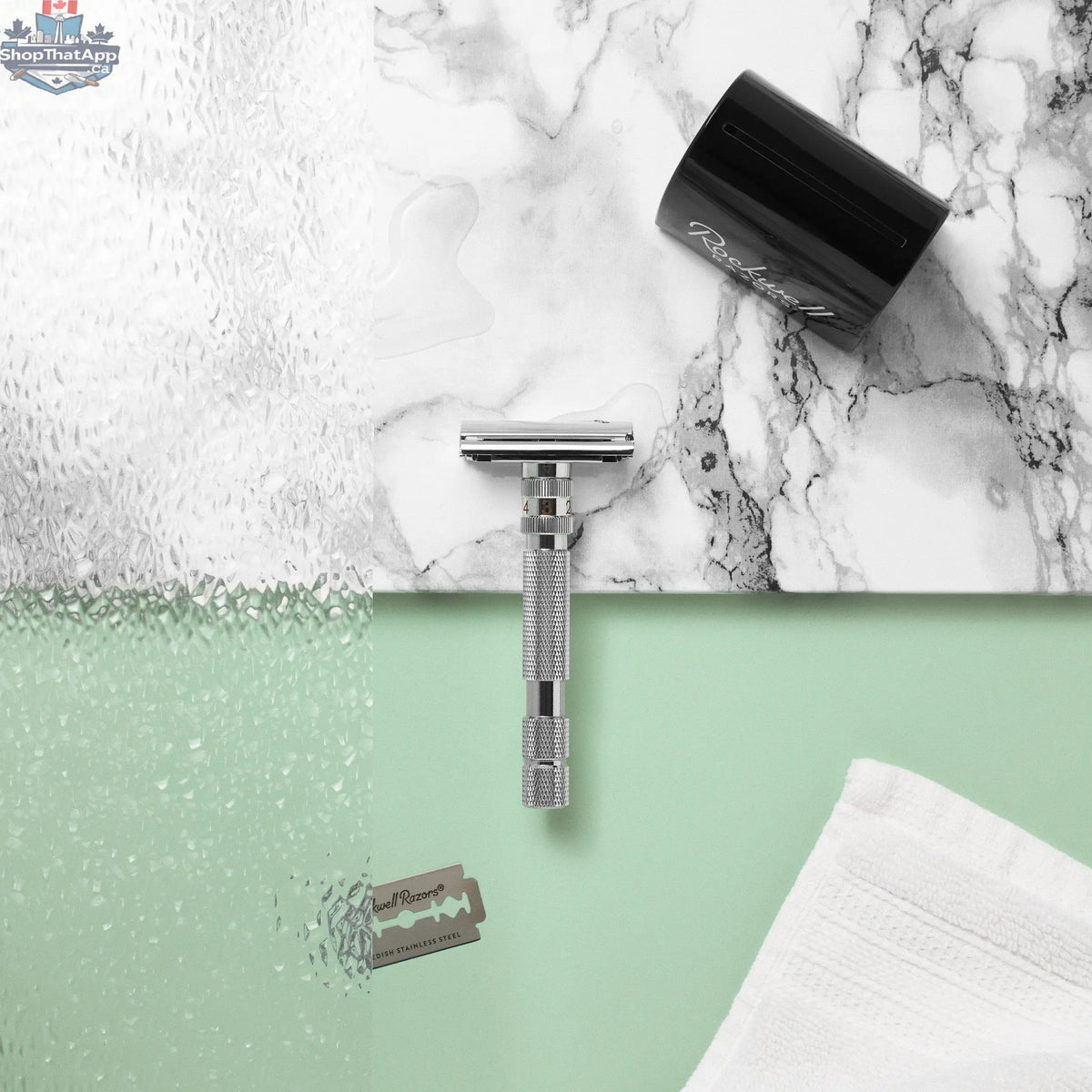Rockwell T2 Adjustable Safety Razor - White Chrome (Twist-to-Open) - Shopthatapp.ca