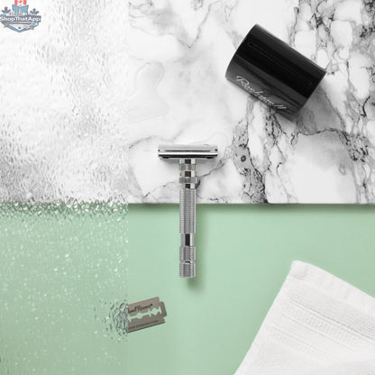 Rockwell T2 Adjustable Safety Razor - White Chrome (Twist-to-Open) - Shopthatapp.ca