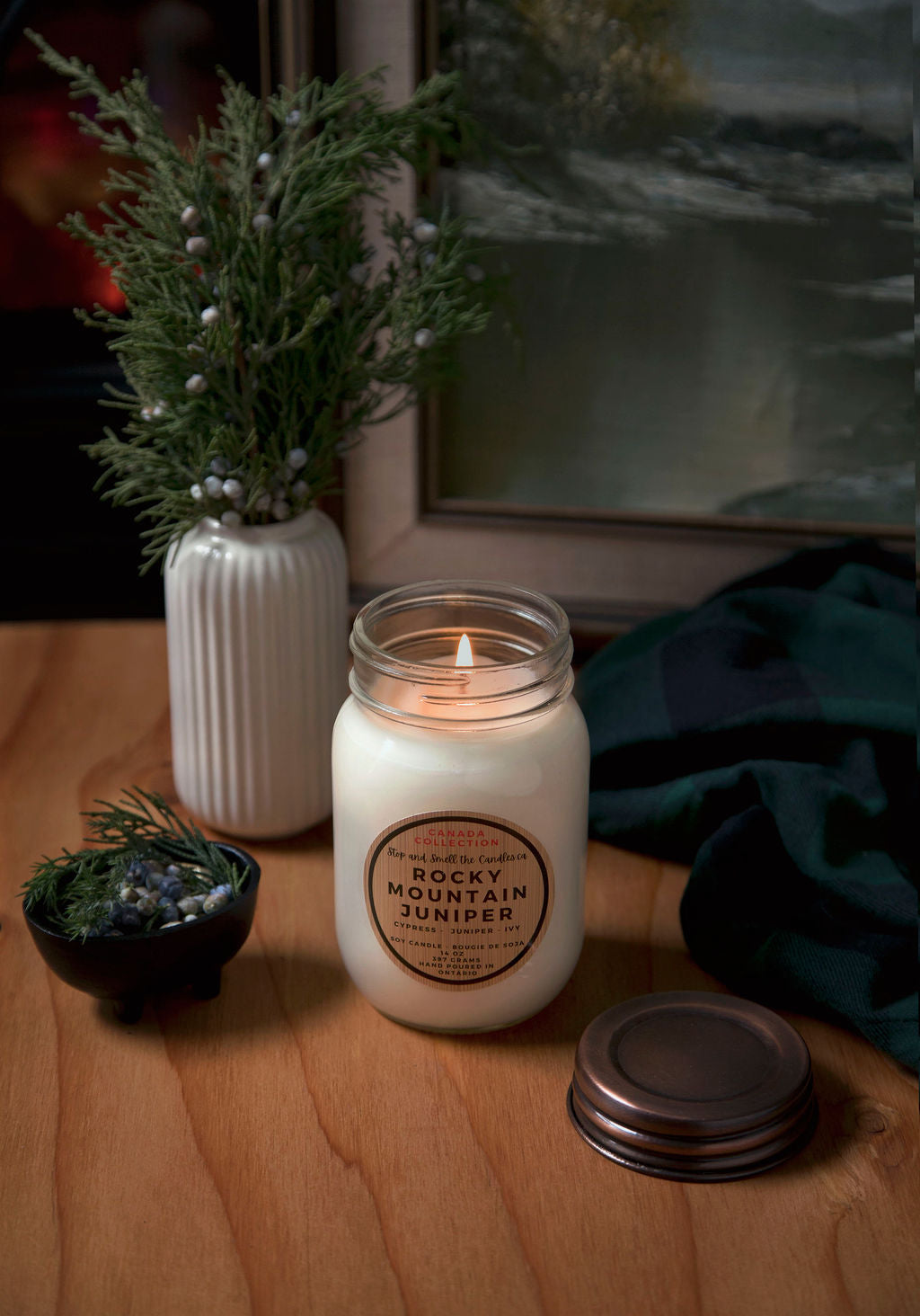 Rocky Mountain Juniper:  14oz Soy Candle - Shopthatapp.ca