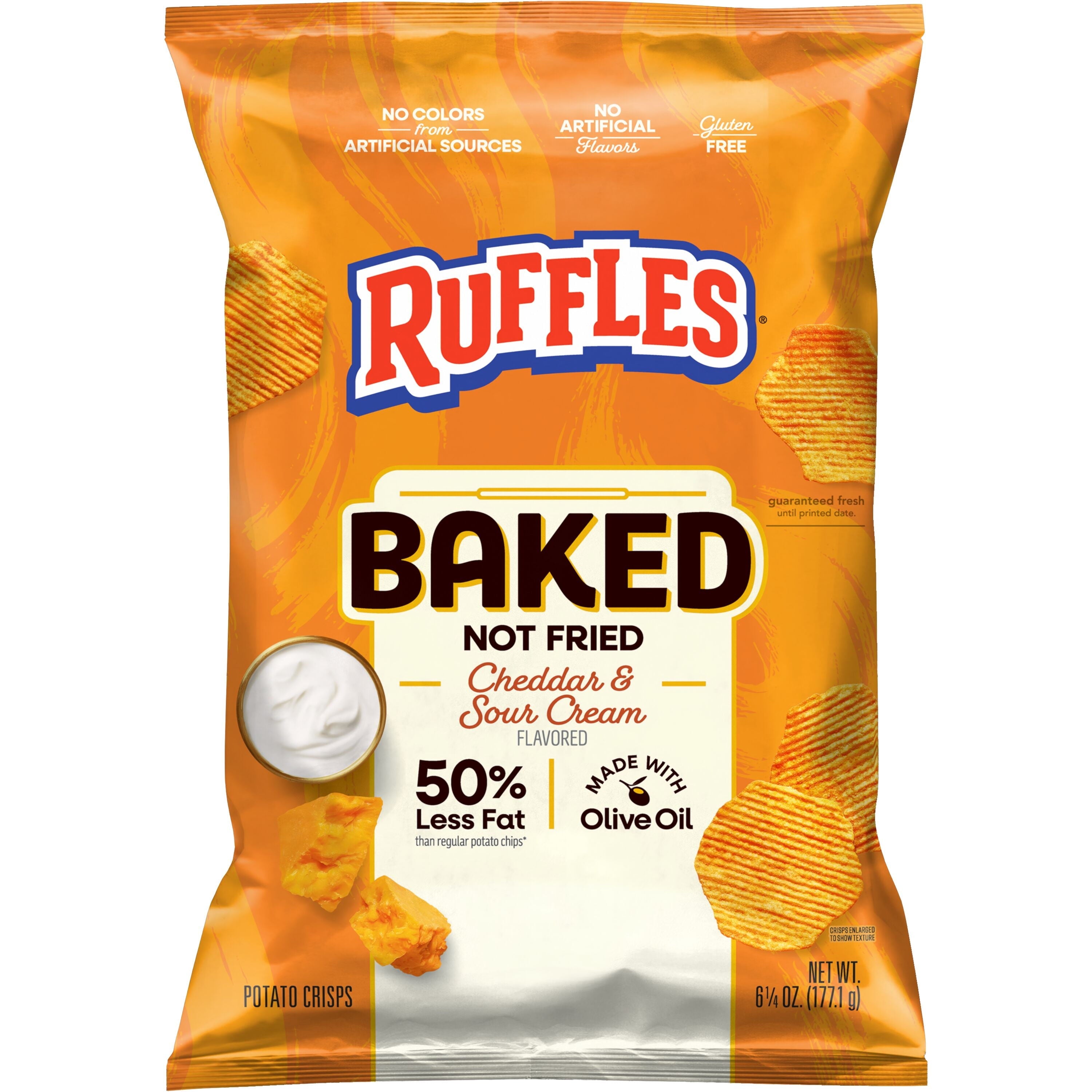 Baked Ruffles 50% Less Fat Cheddar & Sour Cream Potato Chips, 177g - Shopthatapp.ca