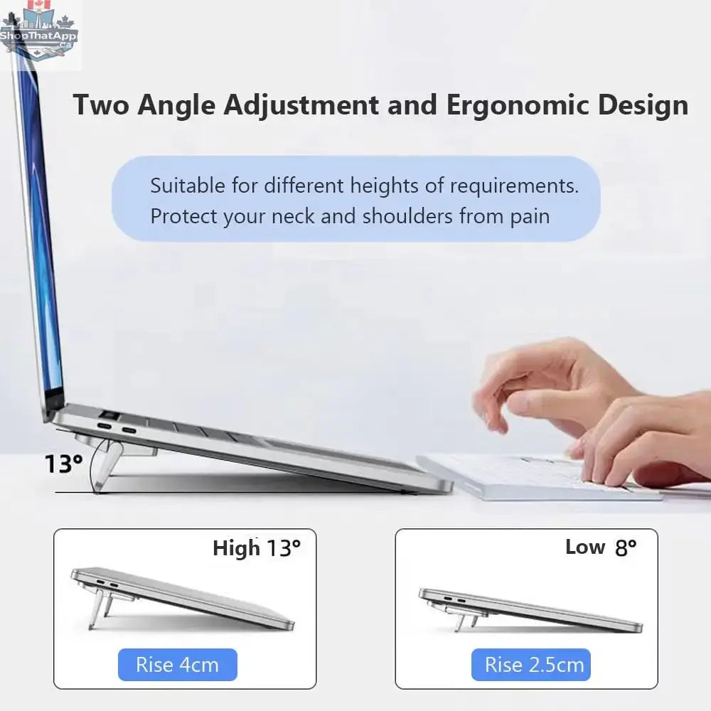2PCS Mini Foldable Laptop Stand, Zinc Alloy Invisible Notebook Riser, Adjustable Angle Self-Adhesive Keyboard Lift for Desk - Shopthatapp.ca