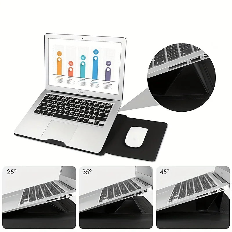 Dormin Leather Laptop Sleeve 13.3'15.6' with Adjustable Ergonomic Stand Non Magnetic Velcro Design Portable Case for Mac Dell HP