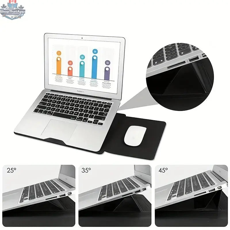 Dormin Leather Laptop Sleeve 13.3'15.6' with Adjustable Ergonomic Stand Non Magnetic Velcro Design Portable Case for Mac Dell HP - Shopthatapp.ca