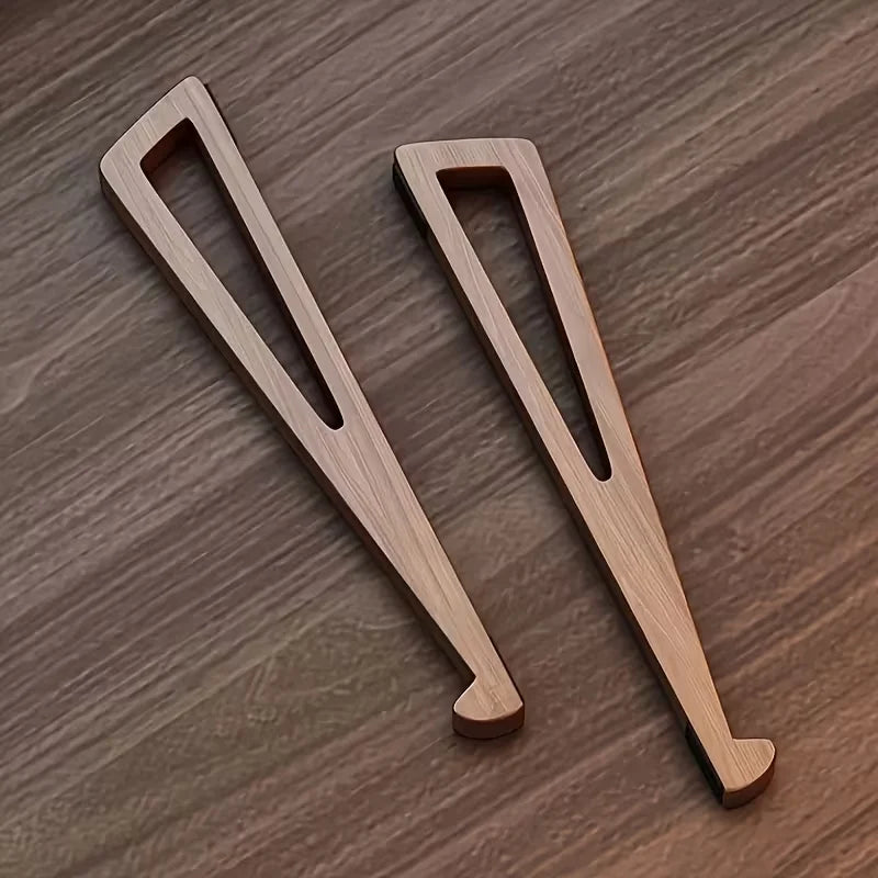 Portable Foldable Wooden Laptop Stand - Ergonomic 12° Adjustable Angle,  Compact Bamboo Desktop Riser for Tablets and Notebooks