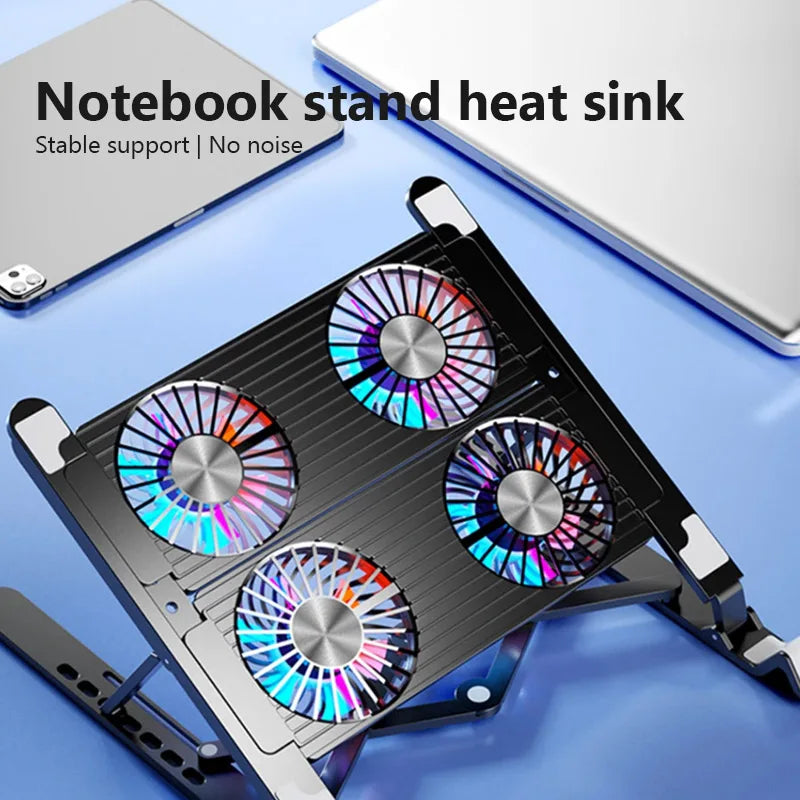 Foldable Laptop Cooling Pad with 4 Fans — Adjustable Notebook Stand for 13–17.3 Inch