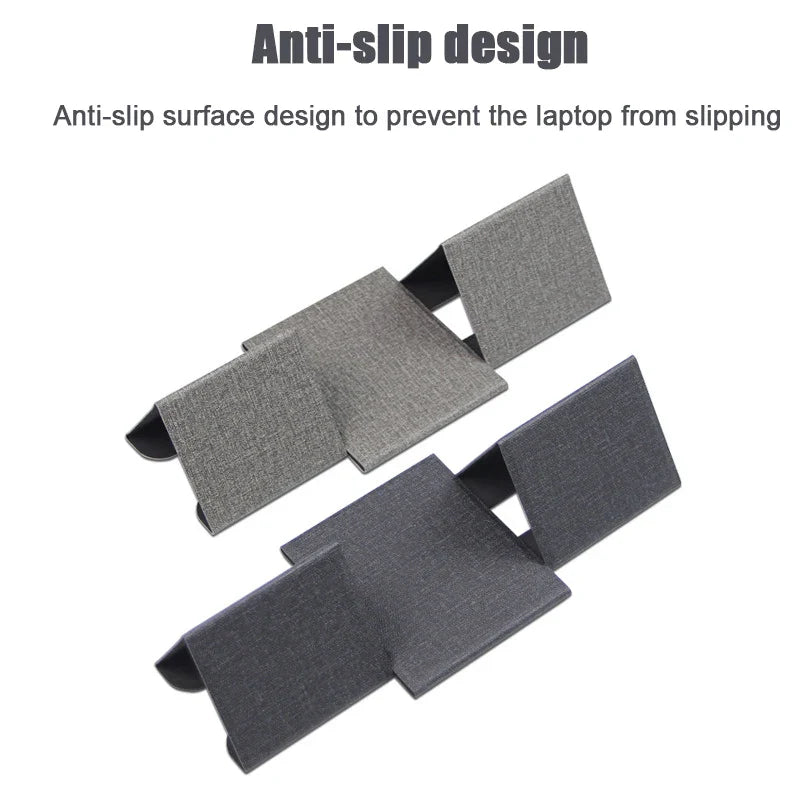 Portable Laptop Holder Desk Folding Desk Support PU Leather Stand Laptop Expansion Cooling Laptop Adjustable Stand Rack Bracket