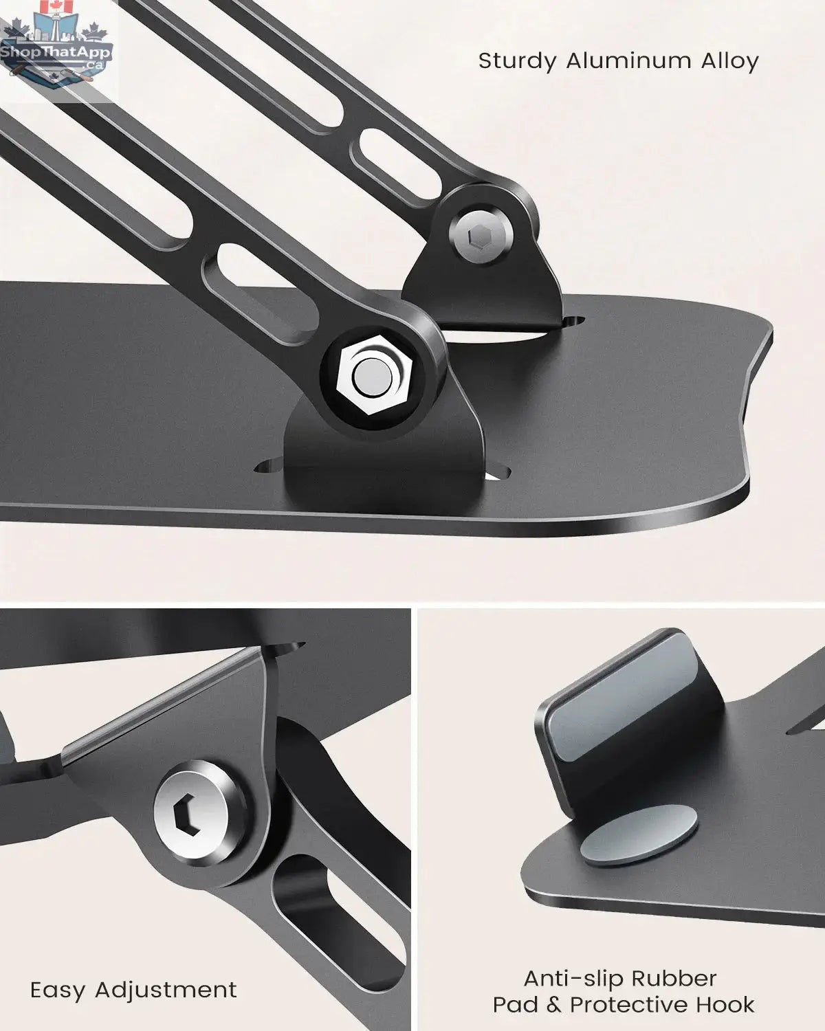 ST01 Portable 11–16-inch Adjustable Laptop Stand Computer Stand Sturdy Aluminum for Desk Foldable Laptop Holder Notebook Tablet - Shopthatapp.ca