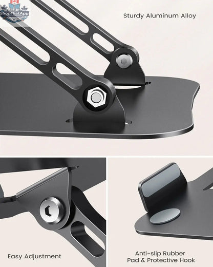 ST01 Portable 11–16-inch Adjustable Laptop Stand Computer Stand Sturdy Aluminum for Desk Foldable Laptop Holder Notebook Tablet - Shopthatapp.ca