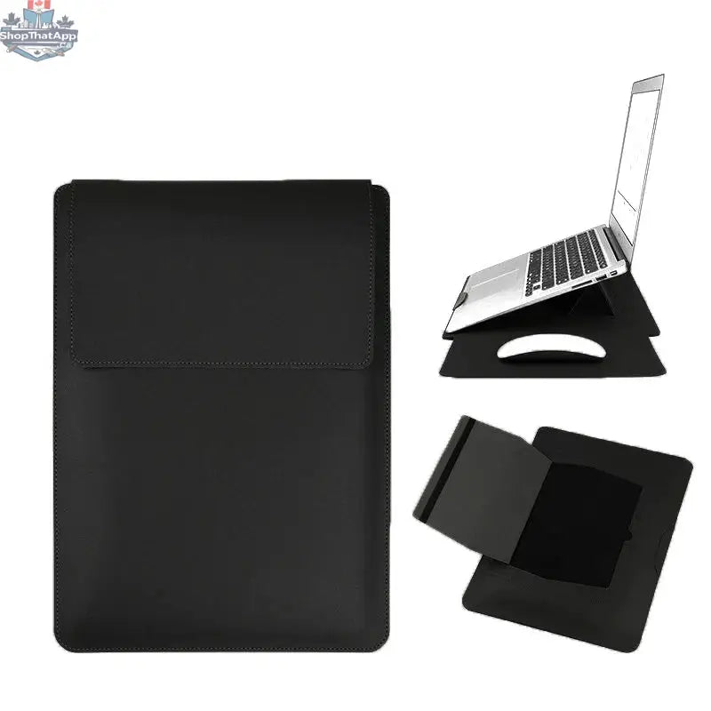 Dormin Leather Laptop Sleeve 13.3'15.6' with Adjustable Ergonomic Stand Non Magnetic Velcro Design Portable Case for Mac Dell HP - Shopthatapp.ca