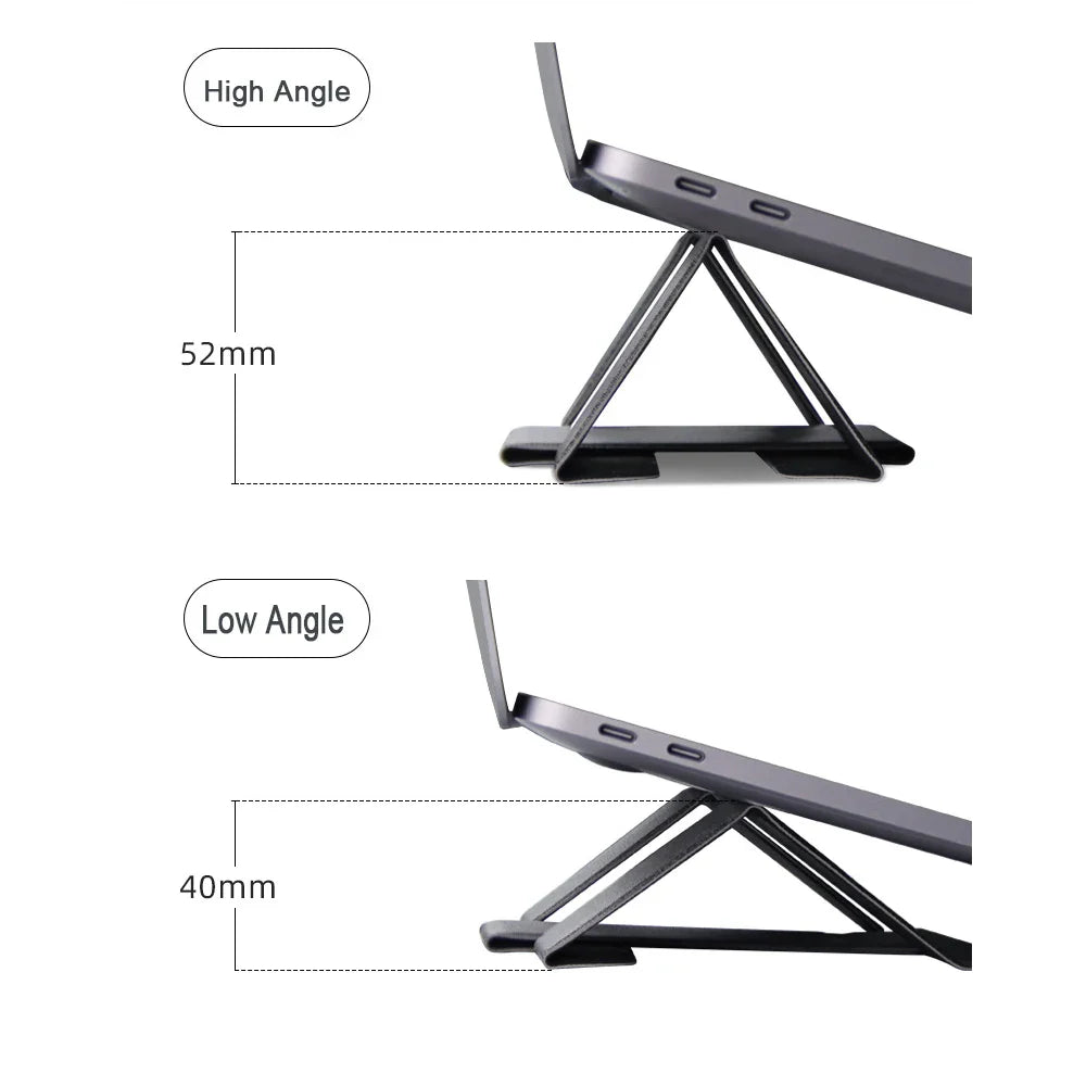Portable Laptop Holder Desk Folding Desk Support PU Leather Stand Laptop Expansion Cooling Laptop Adjustable Stand Rack Bracket