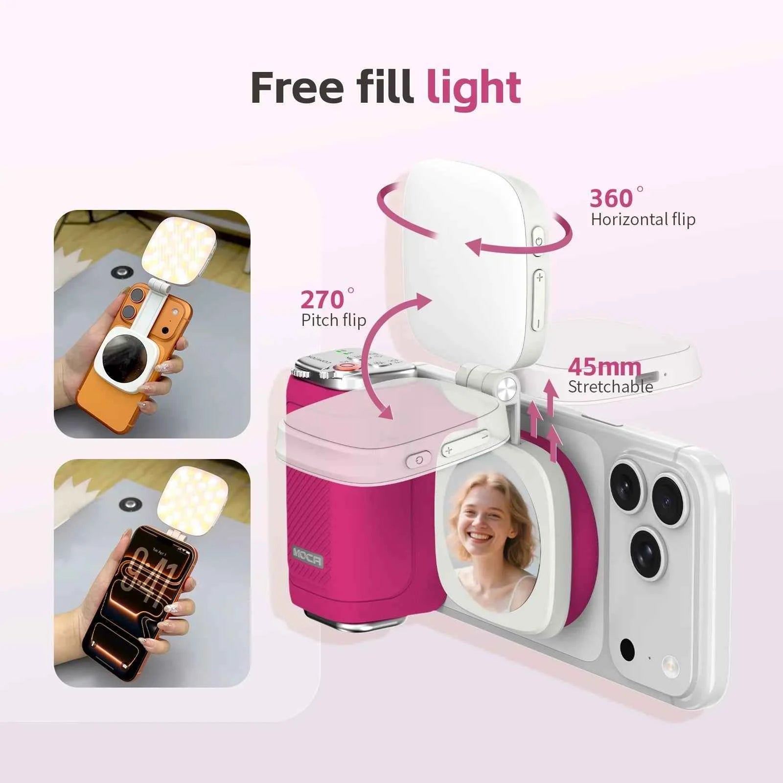 COMITOK MOCA iPhone Shooting Grip,Detachable rechargeable Bluetooth remote,DSLR Shutter/Focus Lock+Optional Fill Light/Mirror