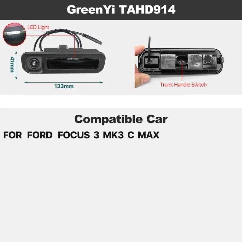 Dynamic Trajectory AHD Trunk Handle Camera For Ford Focus MK2 MK3 Mondeo Ranger Explorer C-Max Kuga Fiesta Fusion Backup Cam