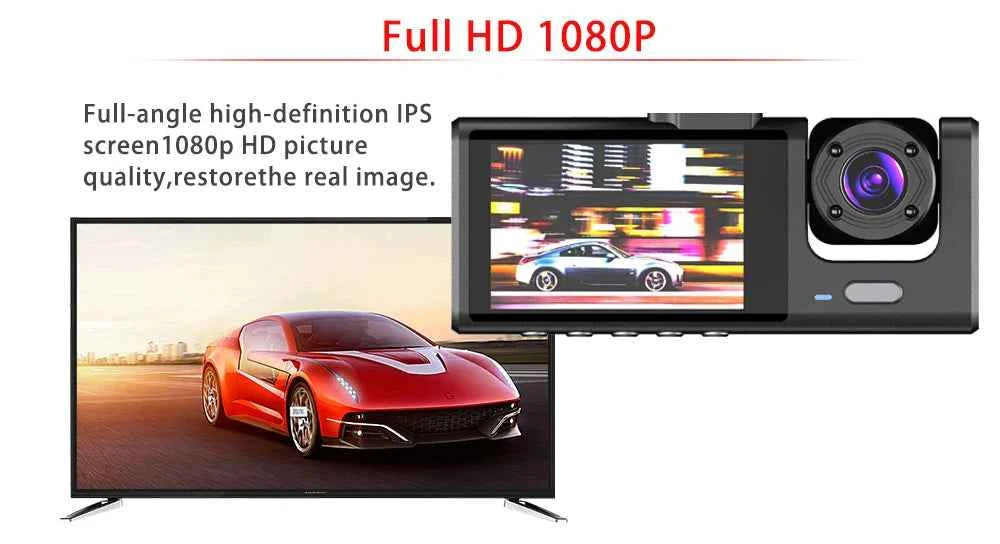 3 Channel Dash Cam for Car Front And Rear Camera 1080P Video Recorder Dashcam Black Box Car DVR Rear View Camera car accessory