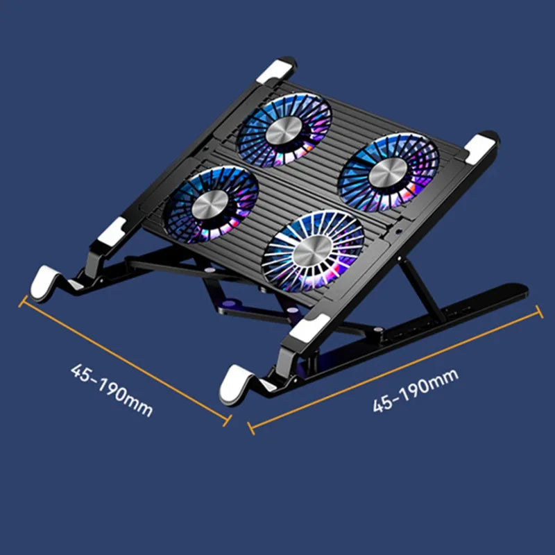 Foldable Laptop Cooling Pad with 4 Fans — Portable Stand for 13–17.3 Inch Laptops