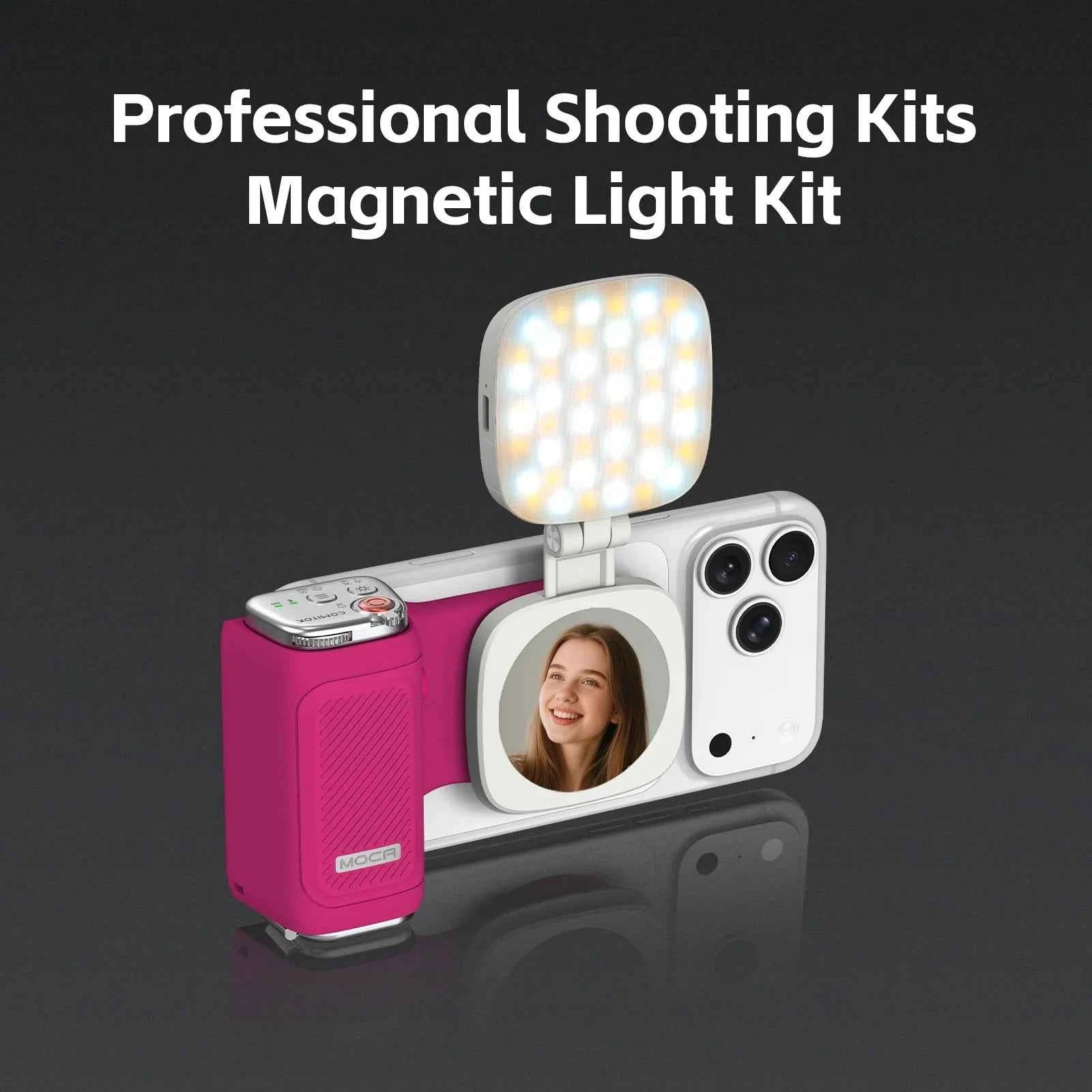 COMITOK MOCA iPhone Shooting Grip,Detachable rechargeable Bluetooth remote,DSLR Shutter/Focus Lock+Optional Fill Light/Mirror