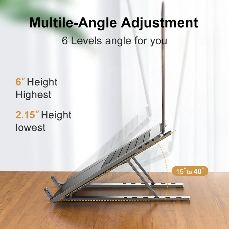 Aluminum Alloy Laptop Stand — Adjustable, Foldable & Non-Slip Cooling Holder
