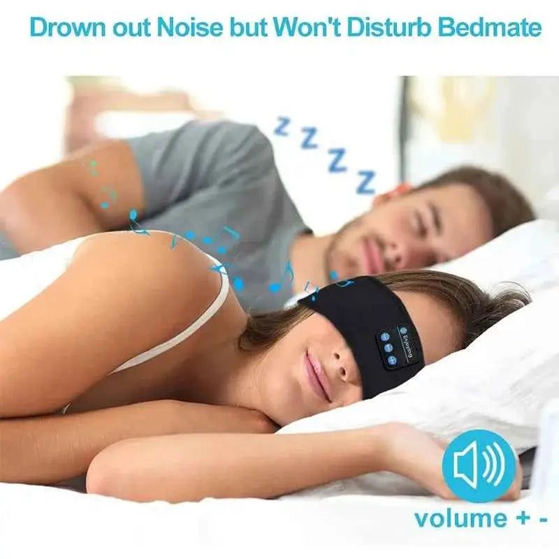777tech Bluetooth sleep eye mask headphones with soft elastic headband and built-in music earphones for comfortable rest.